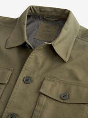 Khaki Green Textured Button Up Shacket - Image 8 of 10