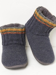 FatFace Blue Simon Stripe Knit Slipper Boots - Image 2 of 3