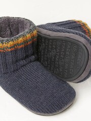 FatFace Blue Simon Stripe Knit Slipper Boots - Image 3 of 3