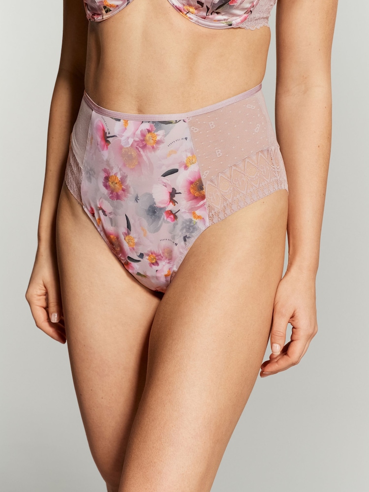 B by Ted Baker Pink Floral Tummy Control High Waist Briefs 2 Pack - Image 2 of 10 B by Ted Baker Pink Floral Tummy Control High Waist Briefs 2 Pack - Image 2 of 10