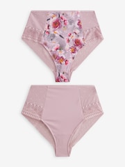 B by Ted Baker Pink Floral Tummy Control High Waist Briefs 2 Pack - Image 7 of 10