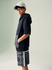 Black Short Sleeve Hoodie and Shorts Set (3-16yrs) - Image 1 of 4
