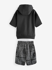 Black Short Sleeve Hoodie and Shorts Set (3-16yrs) - Image 3 of 4