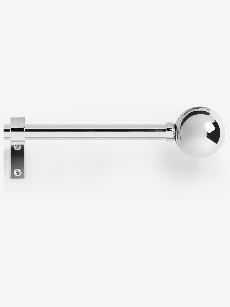 Chrome Ball Finial Extendable Curtain 19mm Pole Kit - Image 1 of 5 Chrome Ball Finial Extendable Curtain 19mm Pole Kit - Image 1 of 5