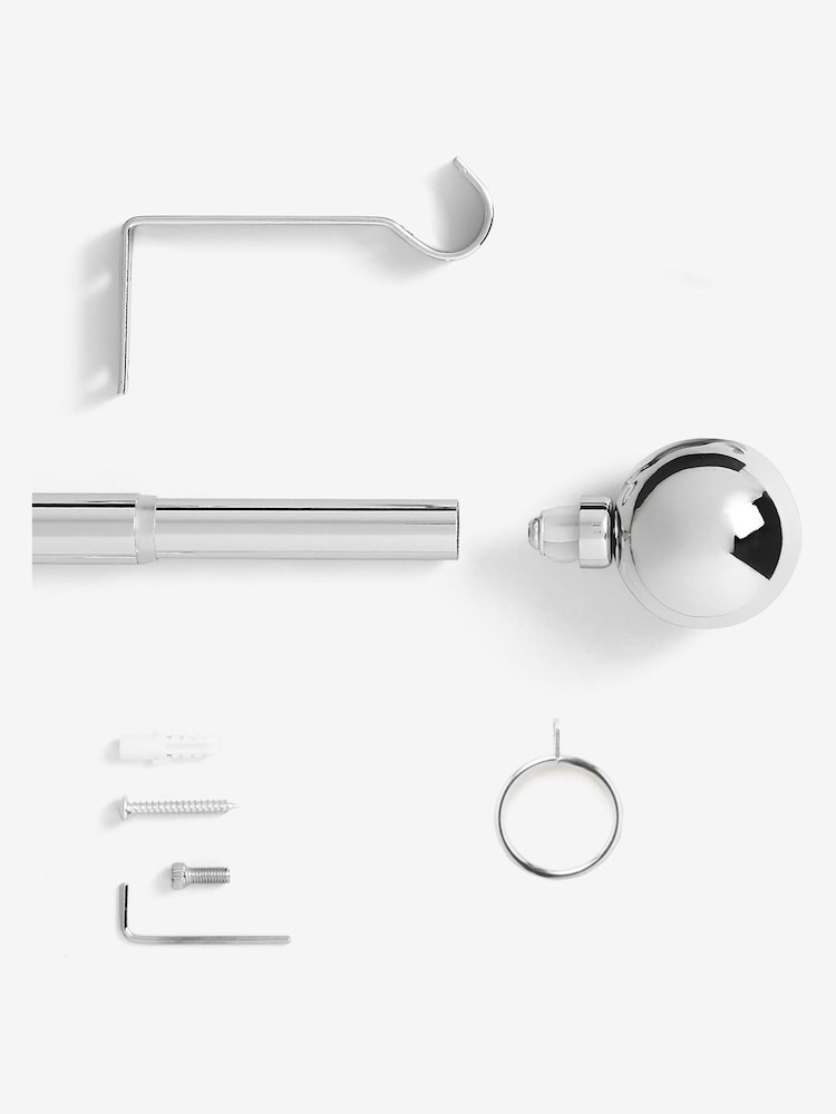 Chrome Ball Finial Extendable Curtain 19mm Pole Kit - Image 5 of 5