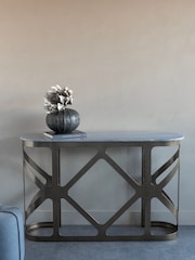 Libra Interiors Black Metropolitan Nickel Finish Console Table - Image 1 of 4
