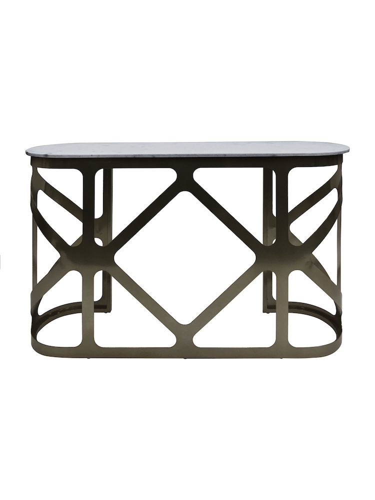 Libra Interiors Black Metropolitan Nickel Finish Console Table - Image 2 of 4