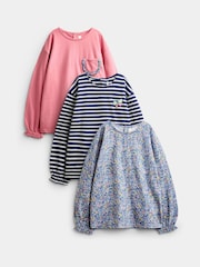 JoJo Maman Bébé Navy Blue Butterfly 3-Pack Long Sleeve T-Shirts - Image 1 of 10
