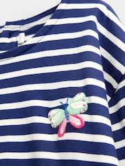 JoJo Maman Bébé Navy Blue Butterfly 3-Pack Long Sleeve T-Shirts - Image 9 of 10