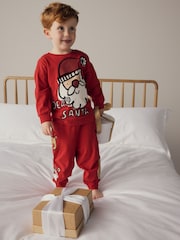 Red Santa 100% Cotton Single Christmas Pyjamas (9mths-12yrs) - Image 1 of 6