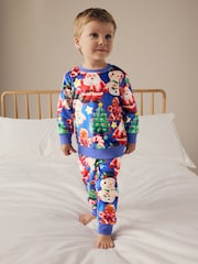 Blue Single Soft Touch Christmas Fleece Pyjamas with Elastane (9mths-16yrs) - Image 1 of 3