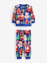 Blue Single Soft Touch Christmas Fleece Pyjamas with Elastane (9mths-16yrs) - Image 5 of 8