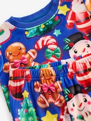 Blue Single Soft Touch Christmas Fleece Pyjamas with Elastane (9mths-16yrs) - Image 7 of 8