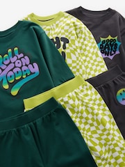 Black/Green/ Citrine Yello Checkerboard 3 Pack Oversized Pyjamas (9mths-10yrs) - Image 12 of 12