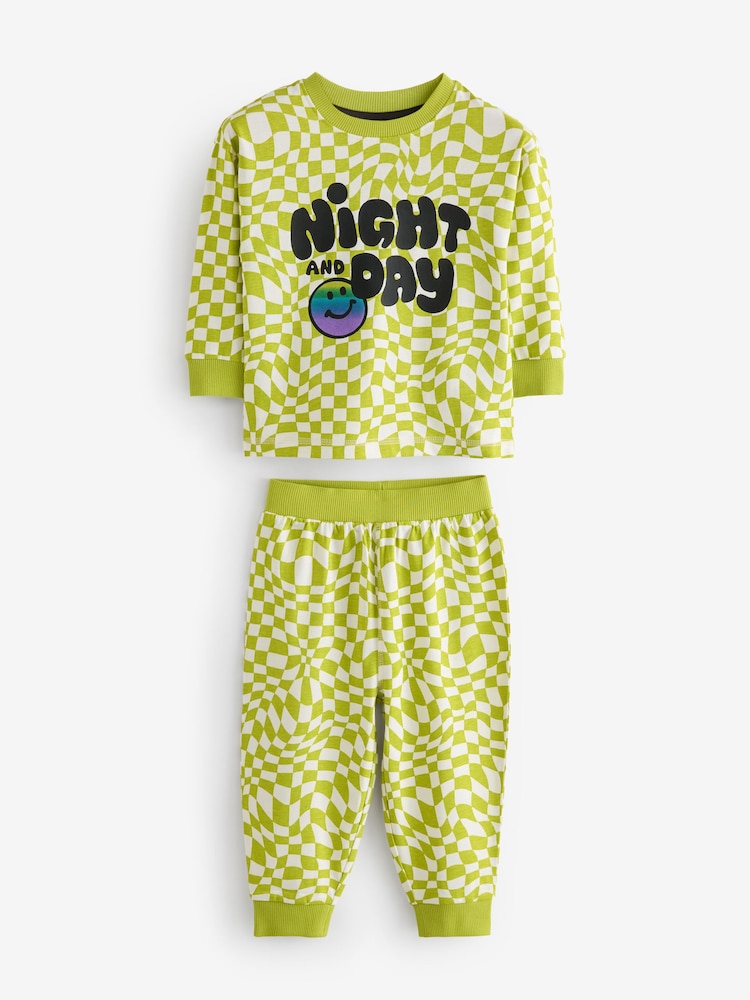 Black/Green/ Citrine Yello Checkerboard 3 Pack Oversized Pyjamas (9mths-10yrs) - Image 6 of 12