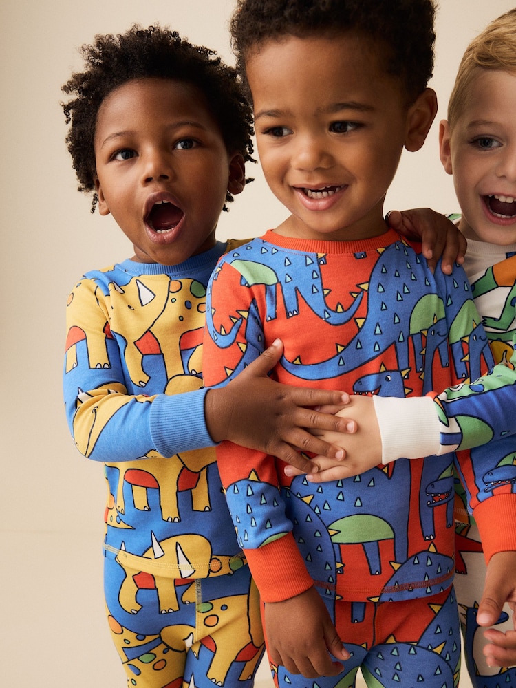 Multi Bright Dinosaur 3 Pack Snuggle Pyjamas (9mths-10yrs) - Image 4 of 16