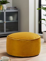 Ochre Yellow Opulent Velvet Pouffe - Image 1 of 3