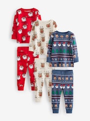 Red/Navy/Ecru 3 Pack Christmas Character 100% Cotton Pyjamas (9mths-10yrs) - Image 7 of 10