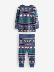 Red/Navy/Ecru 3 Pack Christmas Character 100% Cotton Pyjamas (9mths-10yrs) - Image 8 of 10