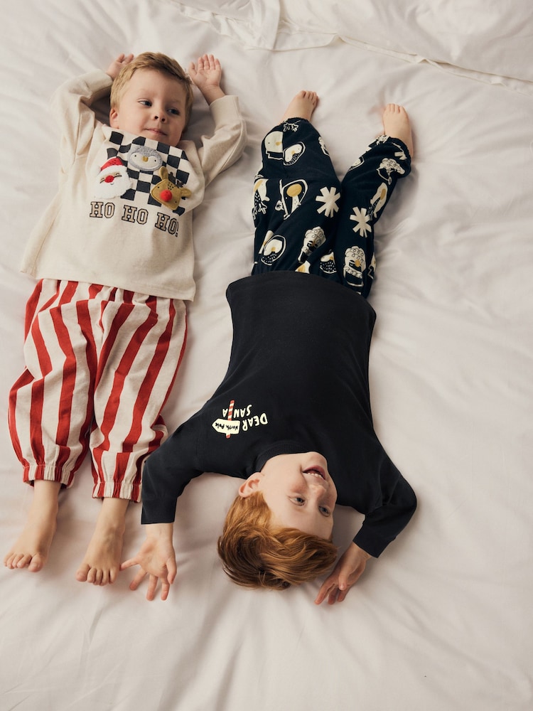 Red/Black Christmas Checkerboard 100% Cotton Oversized Pyjamas 2 Pack (9mths-12yrs) - Image 2 of 4