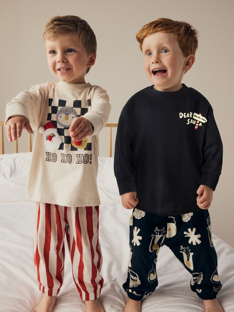 Red/Black Christmas Checkerboard 100% Cotton Oversized Pyjamas 2 Pack (9mths-12yrs) - Image 4 of 4