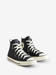Converse Black Chuck Taylor All Star Premium Leather Trainers - Image 1 of 9
