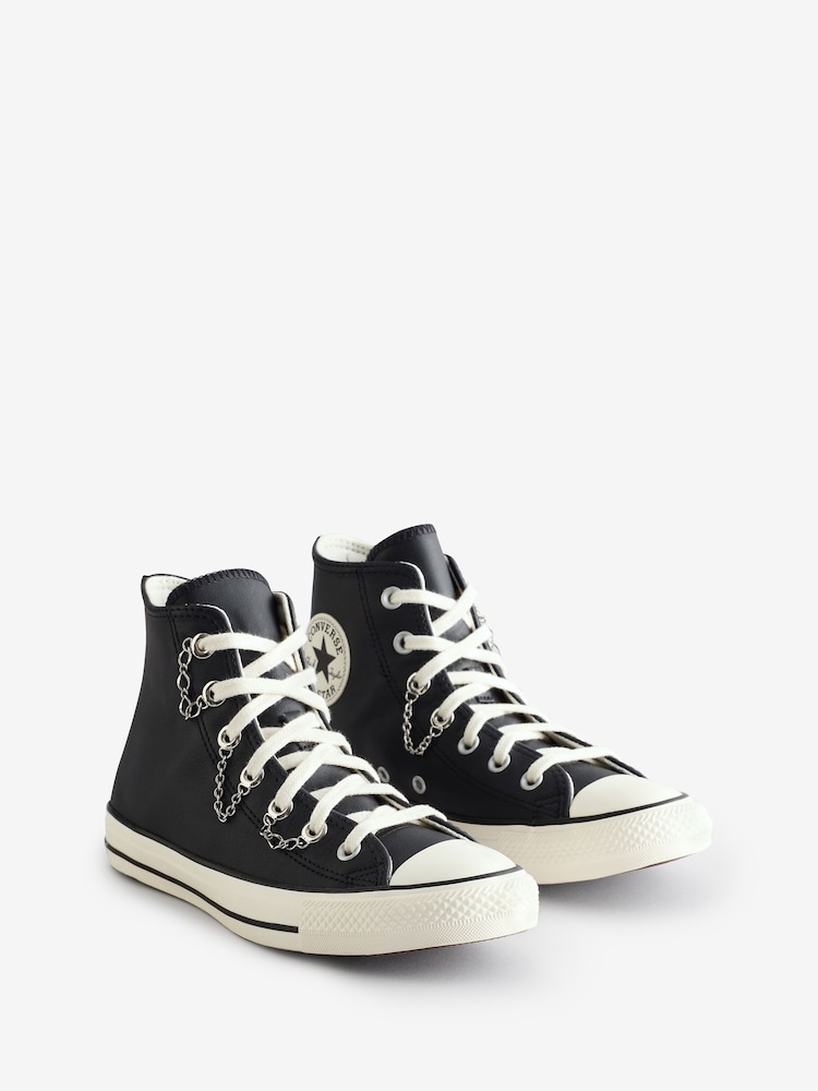 Converse Black Chuck Taylor All Star Premium Leather Trainers - Image 1 of 9