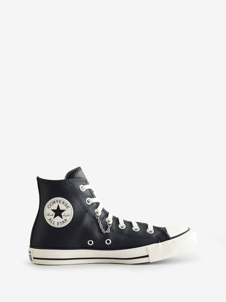 Converse Black Chuck Taylor All Star Premium Leather Trainers - Image 2 of 9