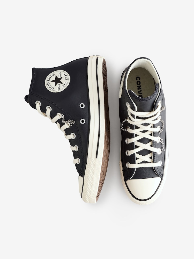 Converse Black Chuck Taylor All Star Premium Leather Trainers - Image 9 of 9