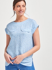 Pale Blue Floral Utility Top - Image 1 of 1