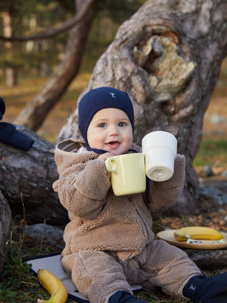 Polarn O. Pyret Brown Windproof Teddy Fleece Pramsuit - Image 1 of 7 Polarn O. Pyret Brown Windproof Teddy Fleece Pramsuit - Image 1 of 7