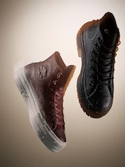 Converse Brown Chuck Taylor All Star Lift Leather Trainers - Image 10 of 12