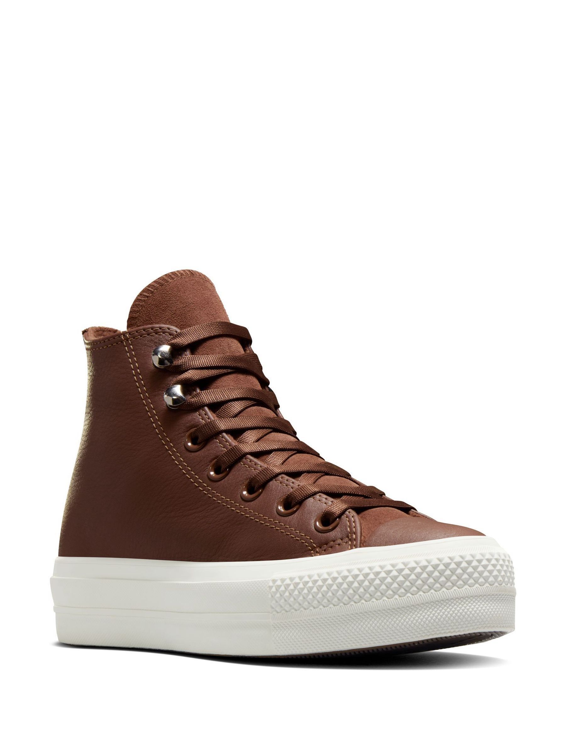 Converse Brown Chuck Taylor All Star Lift Leather Trainers