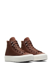 Converse Brown Chuck Taylor All Star Lift Leather Trainers - Image 5 of 12