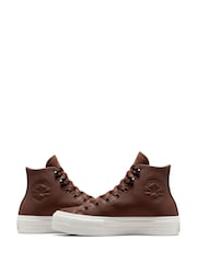 Converse Brown Chuck Taylor All Star Lift Leather Trainers - Image 6 of 12