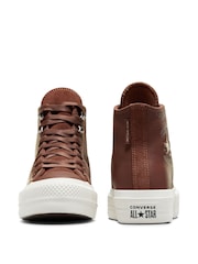 Converse Brown Chuck Taylor All Star Lift Leather Trainers - Image 8 of 12