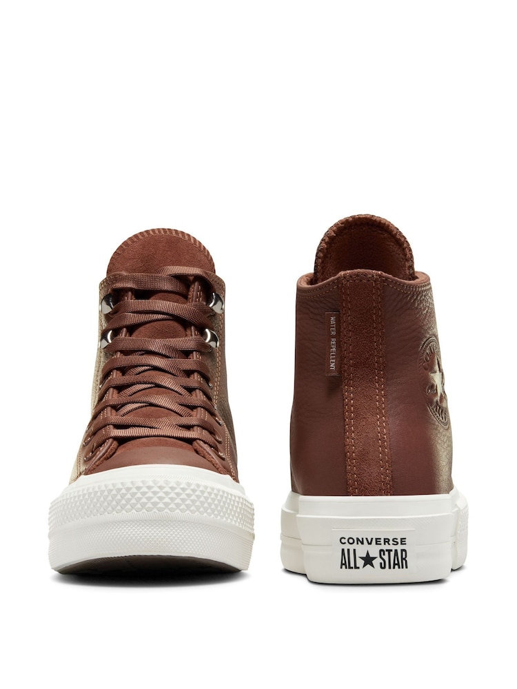Converse Brown Chuck Taylor All Star Lift Leather Trainers - Image 8 of 12