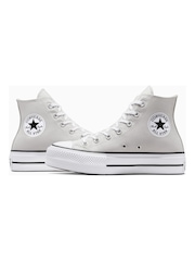 Converse Grey Chuck Taylor All Star Lift High Top Trainers - Image 13 of 16