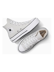 Converse Grey Chuck Taylor All Star Lift High Top Trainers - Image 14 of 16