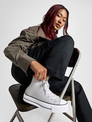 Converse Grey Chuck Taylor All Star Lift High Top Trainers - Image 2 of 16
