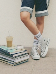 Converse Grey Chuck Taylor All Star Lift High Top Trainers - Image 4 of 16
