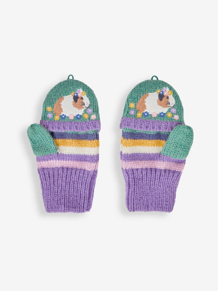 Gants JoJo Maman Bébé pour fille à rayures cochon d’Inde - Image 3 of 3