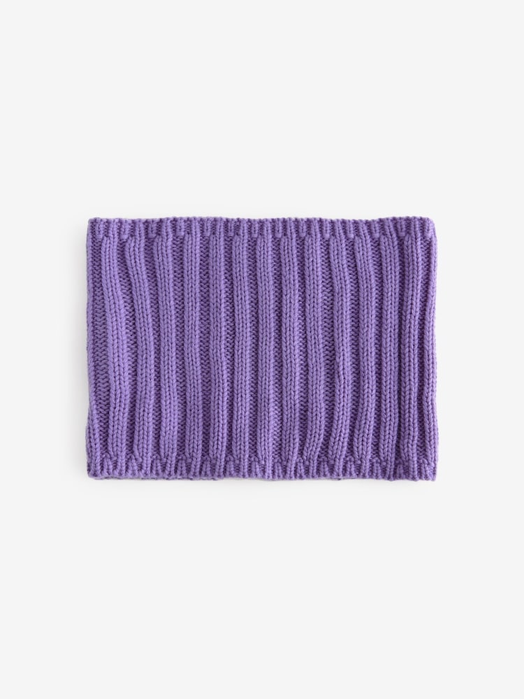Purple Ribbed Knitted Snood (1-16yrs) - Image 2 of 2 Purple Ribbed Knitted Snood (1-16yrs) - Image 2 of 2