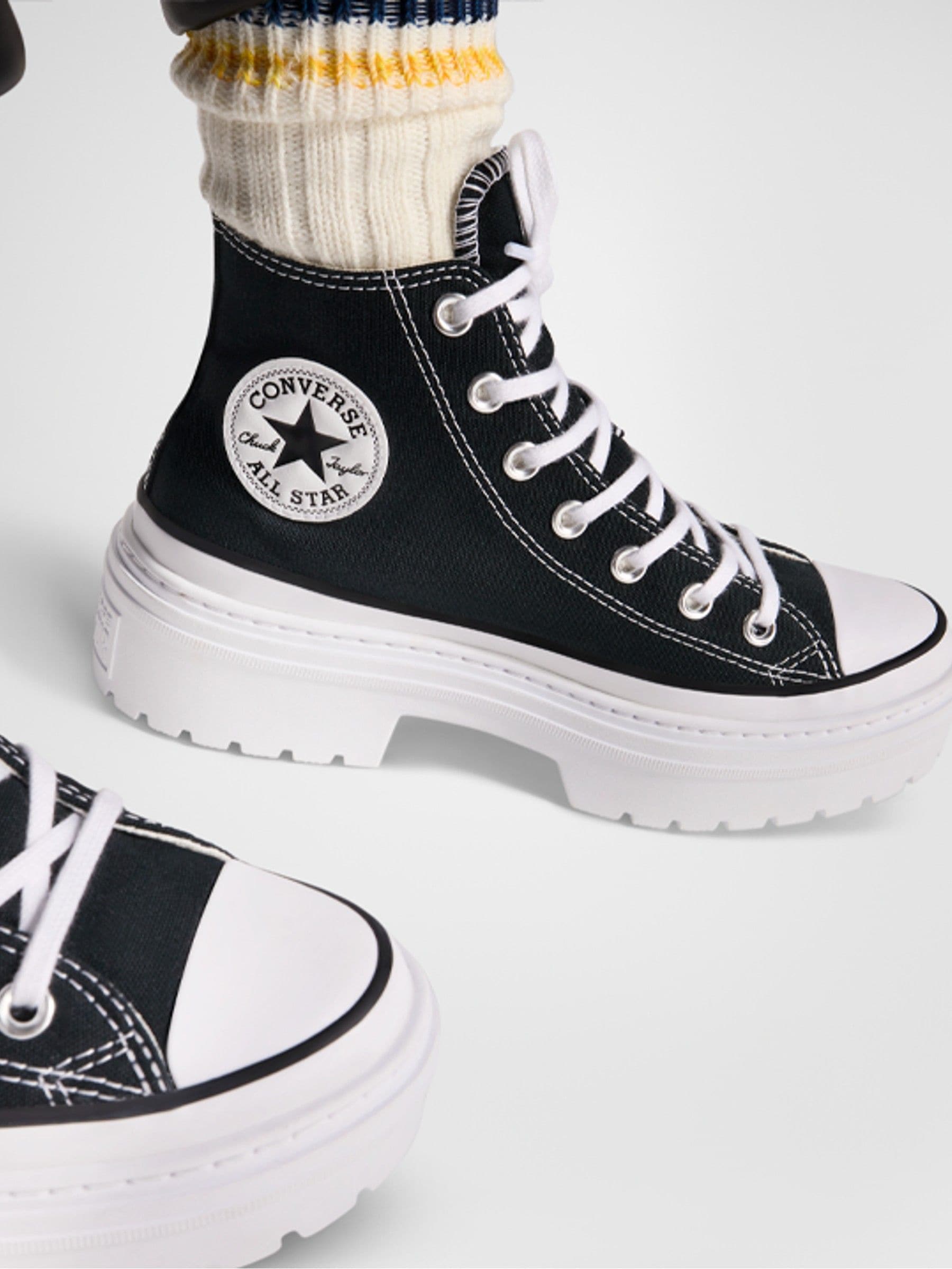 Buy Converse Black White Chuck Taylor All Star Lugged Heel Canvas Trainers from Next USA