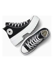 Converse Black/White Chuck Taylor All Star Lugged Heel Canvas Trainers - Image 3 of 11