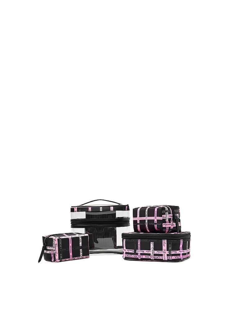 Victoria's Secret Black and Pink Ribbon 4 Piece Makeup Bag - Image 3 of 3 Victoria's Secret Black and Pink Ribbon 4 Piece Makeup Bag - Image 3 of 3