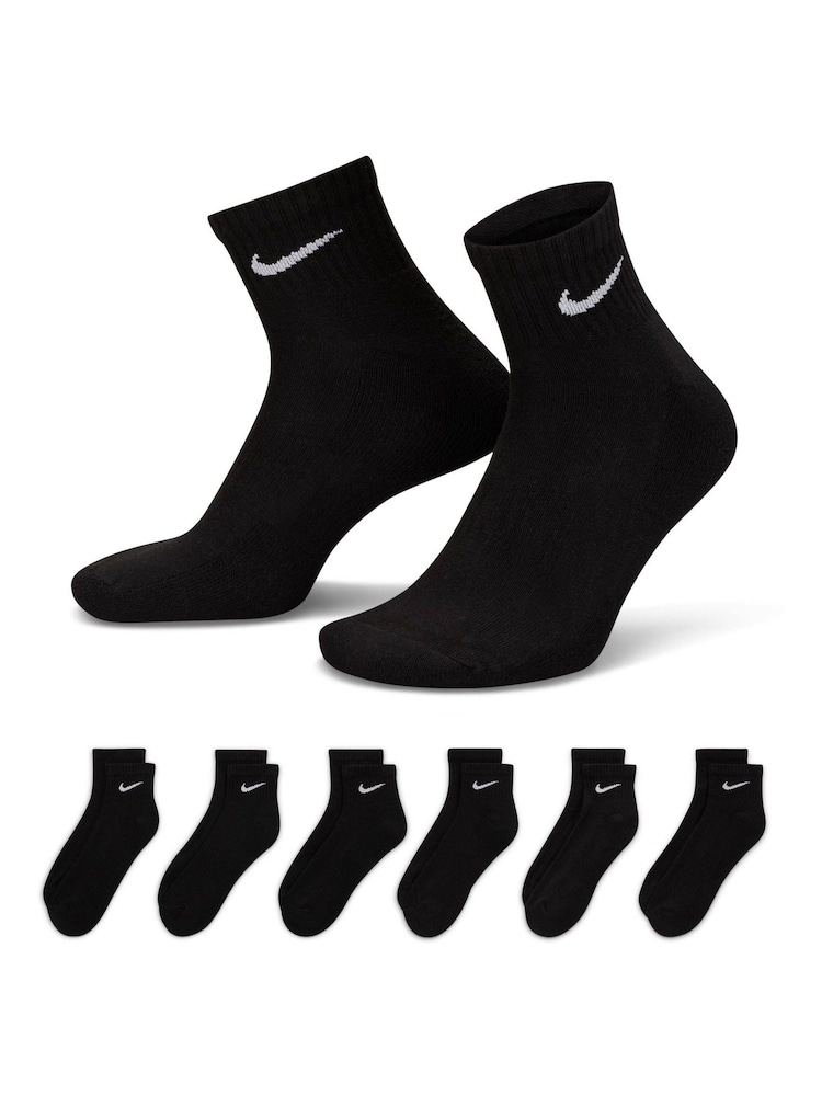 Svart - Ankel - Nike Everyday dämpade strumpor 6 Paket - Bild 1 av 5