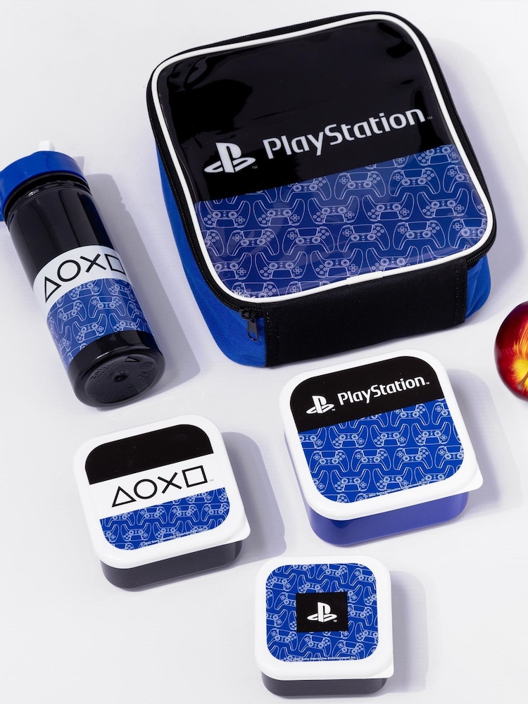 Vanilla Underground Blue PlayStation Boys Logo All-Over Print Lunch Bag Bottle and 3 Snack Pots - Image 2 of 6 Vanilla Underground Blue PlayStation Boys Logo All-Over Print Lunch Bag Bottle and 3 Snack Pots - Image 2 of 6
