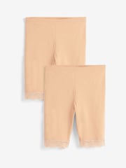 Pastel Rose Nude Cotton Blend Anti-Chafe Shorts 2 Pack - Image 1 of 2