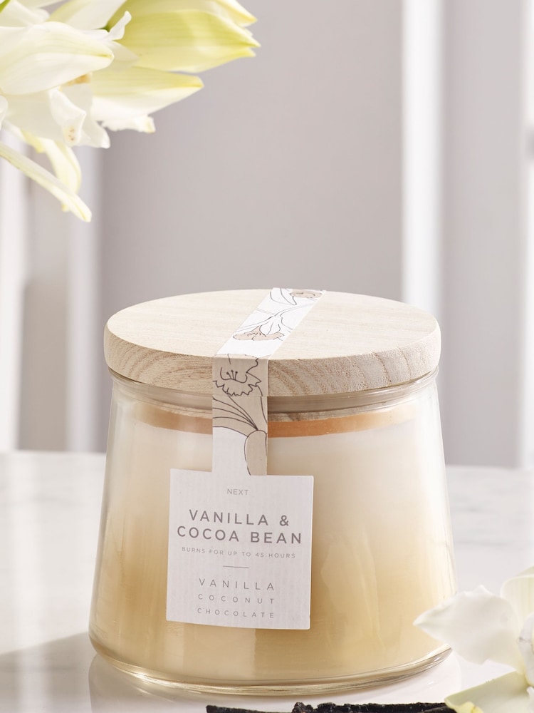 Natural Vanilla & Cocoa Bean Lidded Jar Scented Candle - Image 3 of 3